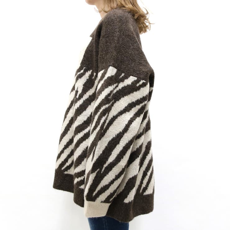 トップス tm FREAK'S STORE/ポロ襟 配色 ジップカーディガン/バイオウォッシュ加工