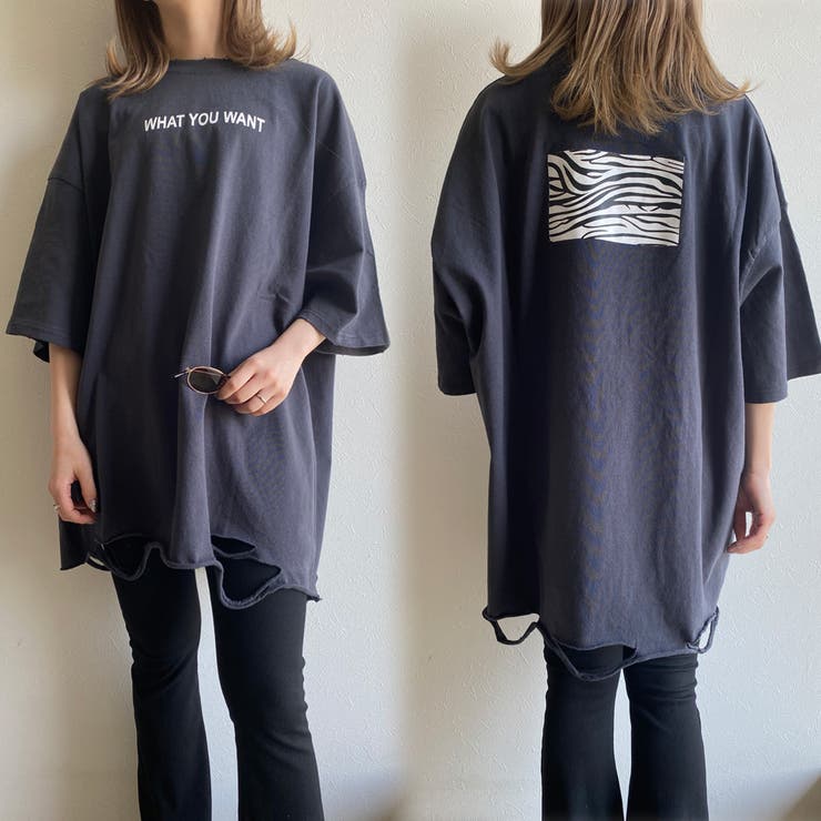 バックゼブラダメージTシャツ レディース ファッション[品番