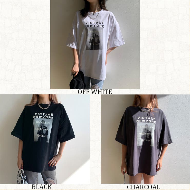 転写ビッグTシャツ レディース ファッション