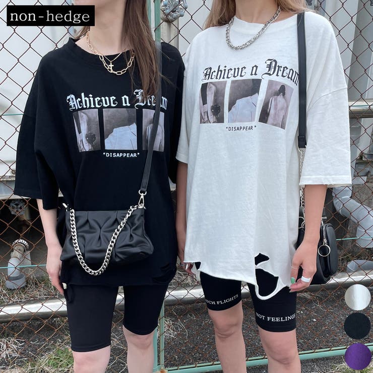 転写ロゴダメージtシャツ レディース ファッション 品番 Nhgw Non Hedge ノンヘッジ のレディースファッション 通販 Shoplist ショップリスト