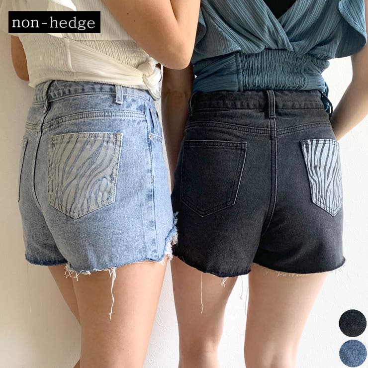ゼブラ柄ポケットデニムショートパンツ[品番：NHGW0002626]｜non-hedge