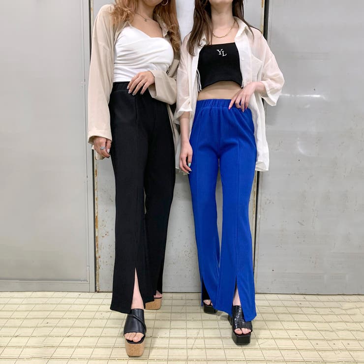 NON TOKYO リブフレアパンツ NON TOKYO（ノントーキョー）の「PRINT RIB WIDE PANTS（その他