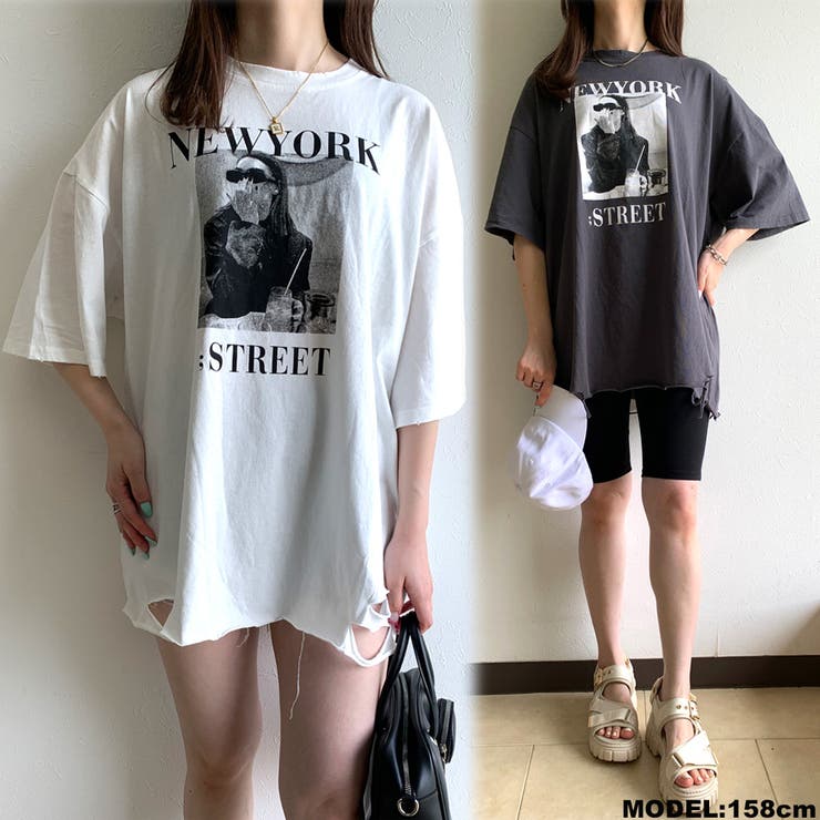 ダメージ転写プリントTシャツ レディース ファッション | non-hedge  | 詳細画像2 