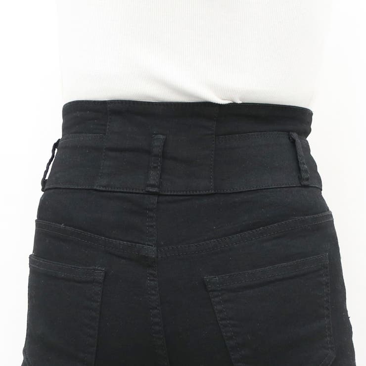 Louere ストレッチフレアデニムパンツ MT ブラック JUNOAH｜Louere ストレッチフレアデニムパンツ | Rakuten