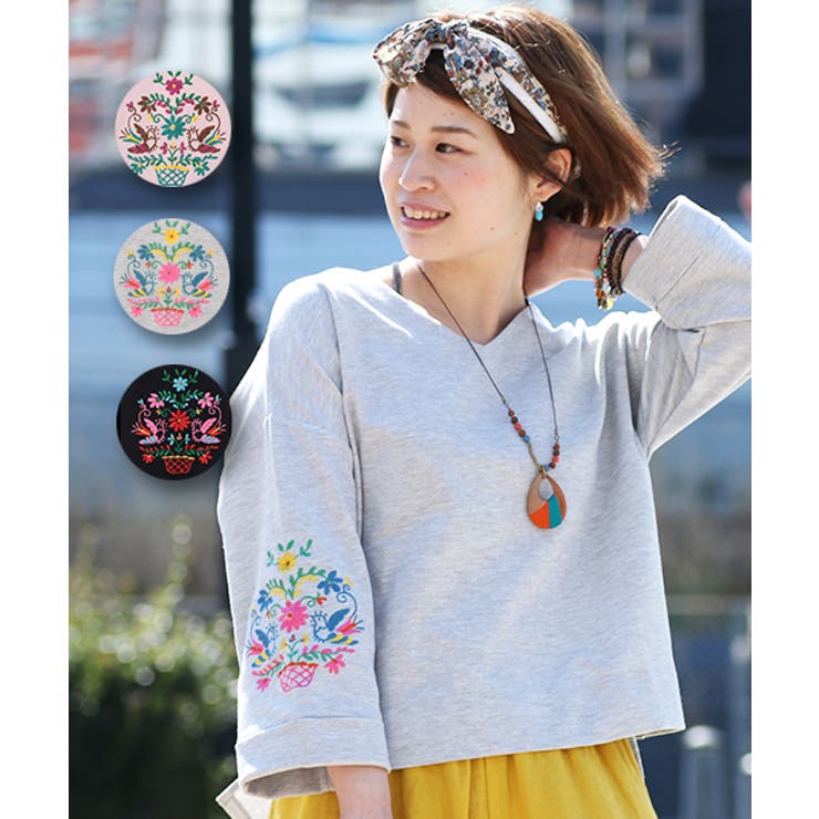 トップス チチカカ カットミラノ袖刺繍[品番：TTKW0003266
