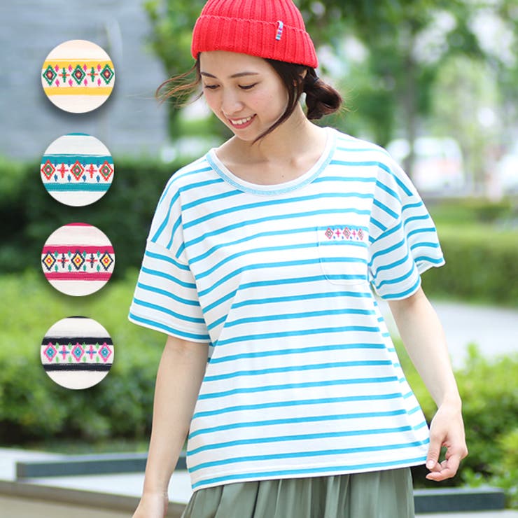 トップス チチカカ ボーダーEMB Tシャツ gscbd346 レディース