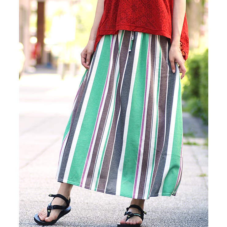 限定セールをすべて スカート チチカカ マルチストライプマキシスカート[品番 Pants