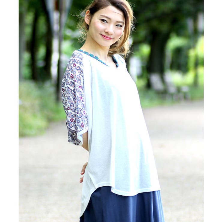 トップス ICHIKO^_^ 別注Tulle Combination Knit PO(1 IVORY): Chika Kisada: WOMENS