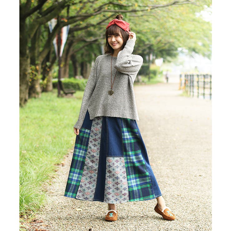 オシャレ☆かわいい☆TITICACA】黄 青 白 パッチワーク スカート