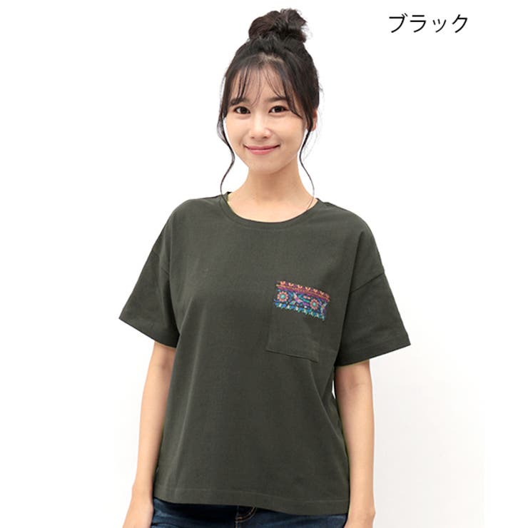 トップス チチカカ チバイ刺繍 ポケットTシャツ hscbd192