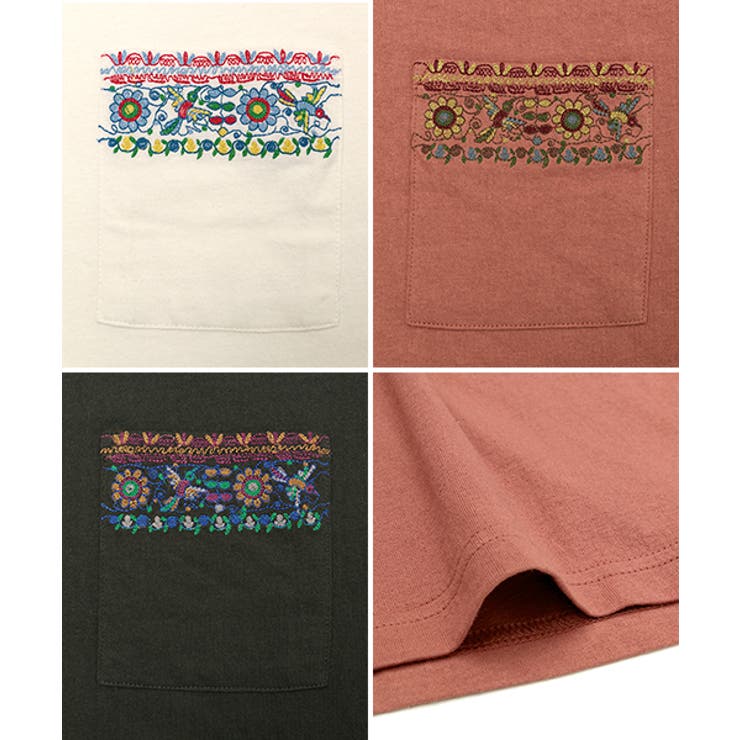 トップス チチカカ チバイ刺繍 ポケットTシャツ hscbd192