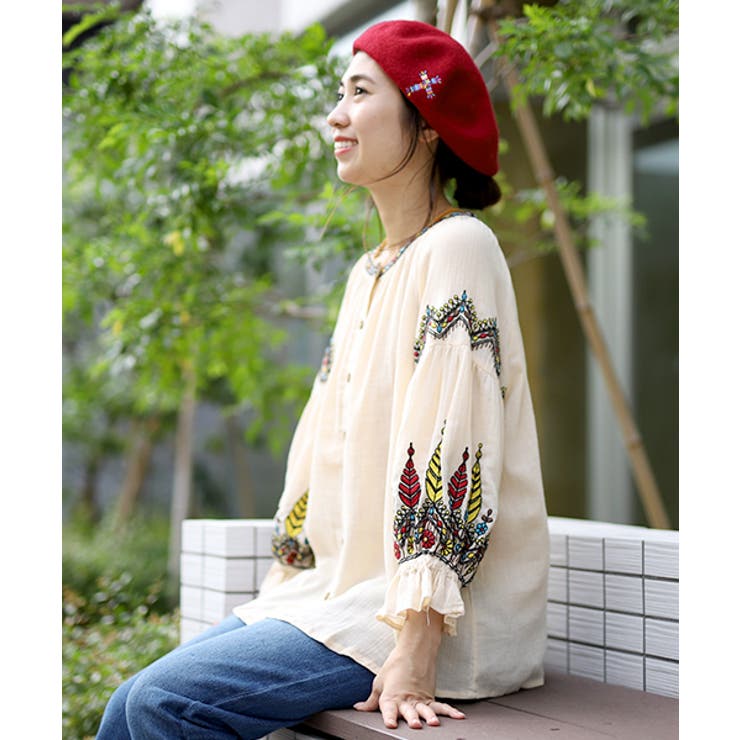 ナバホクロス刺繍ブラウス（大きいサイズ） / シャツ・ブラウス