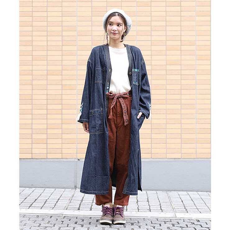 チチカカ グアテマラ刺繍デニム ガウン hwicb103 レディース