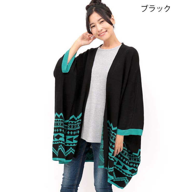 トップス チチカカ キカジャガードニットポンチョ[品番 トップス チチカカ キカジャガードニットポンチョ[品番