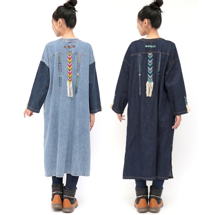 大きいサイズ チチカカ グアテマラ刺繍デニム[品番：TTKW0006098