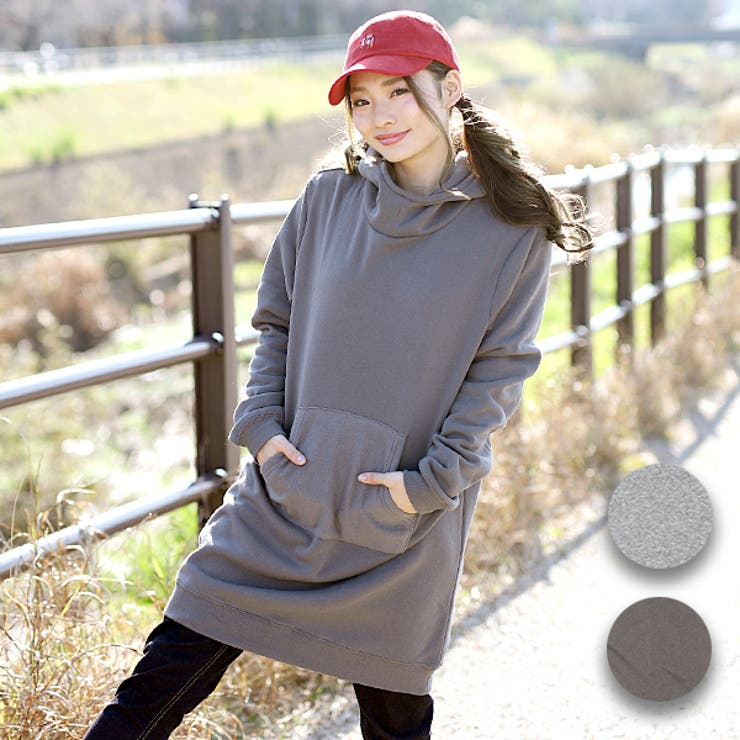 ALGONQUINS フード付き ジャケットワンピース 黒 × グレー ALGONQUINS