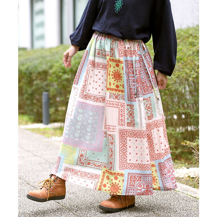 チチカカ スカート ロングスカート かわいい シンプル チチカカ スカート フラワー刺繍スカート「大きいサイズ