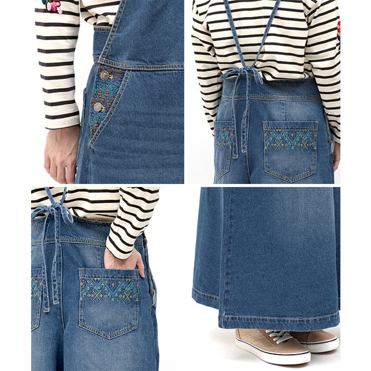 サロペットパンツ デニムパンツ ワイド[品番：TTKW0006511