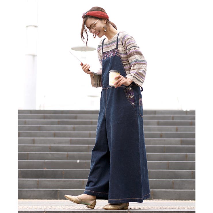 【保存版】 サロペットパンツ デニムパンツ ワイド[品番：TTKW0006511 サロペット・オーバーオール・オールインワン