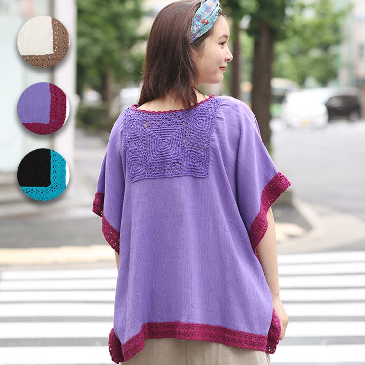 ★美品★ シヅカコムロ ポンチョ ウール 無地 レース 日本製 レディース L セール】 【大人の透け感】総柄レースポンチョ （ポンチョ