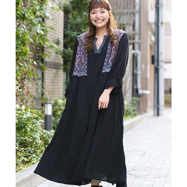 ダイヤフロール刺繍ワンピース大きいサイズ kwica707 チチカカ