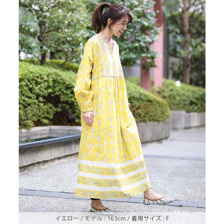 エコフレンドリーダイミルパブロックプリントワンピース lsicb105