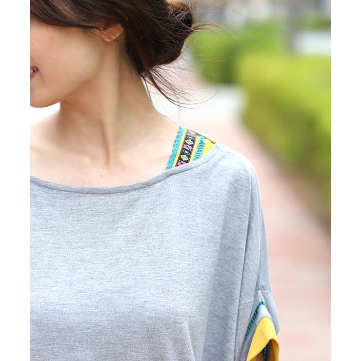 トップス Tica Tica トップス チチカカ 異素材MIX チュニック fwjbd287 レディース