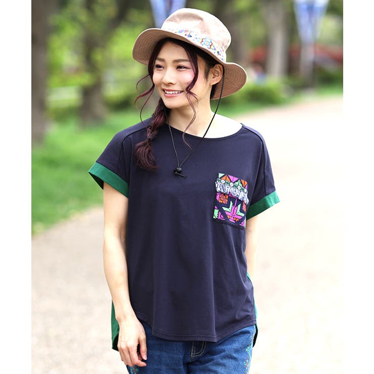 デザインステッチライトデニムドルマンシャツ／チチカカ（titicaca