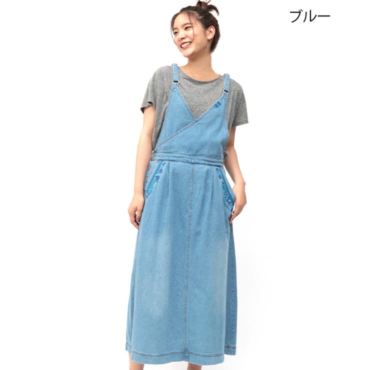 チャムラ刺繍デニムサロペスカート