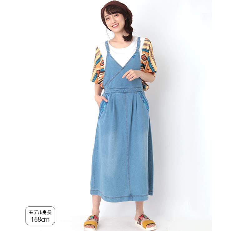チャムラ刺繍デニムサロペスカート