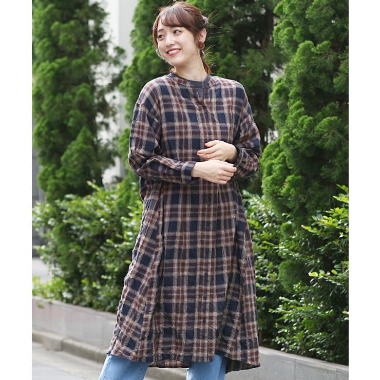 シャツワンピース ロングシャツ 羽織り[品番：TTKW0008339