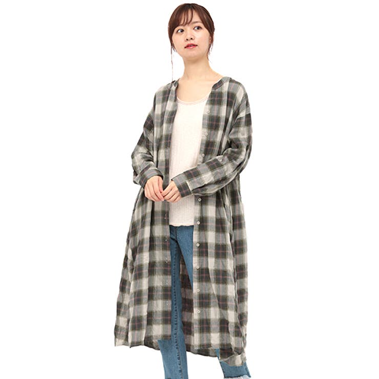 美品⁂センソユニコ⁂ロングシャツワンピース　チェック　タック　ギャザー　羽織り 美品⁂センソユニコ⁂ロングシャツワンピース チェック タック
