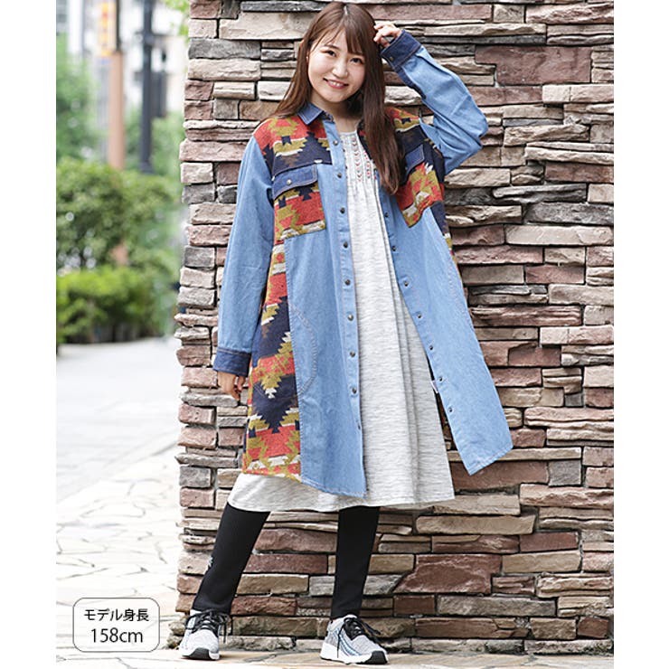 シャツワンピース デニムシャツワンピース レディース[品番