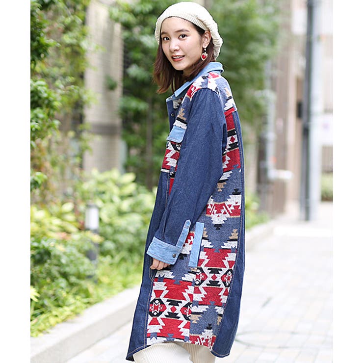 シャツワンピース デニムシャツワンピース レディース[品番