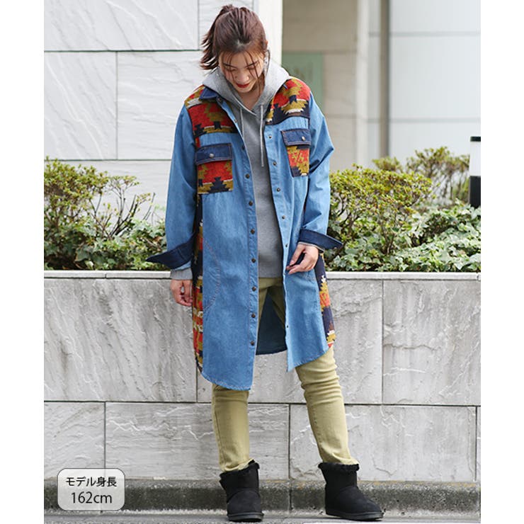 BIue Trick 羽織れるワンピースインディゴパッチワーク（Ｍサイズ） 45rpm インディゴ パッチワーク ワンピース 45rpm ミックス