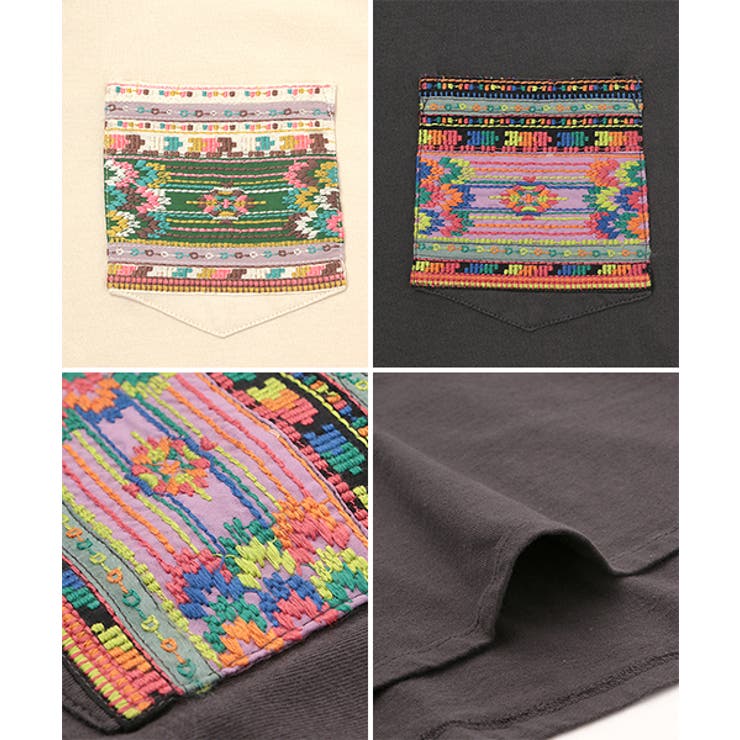 フェアトレードコットンドルマンポケット刺繍プルオーバー