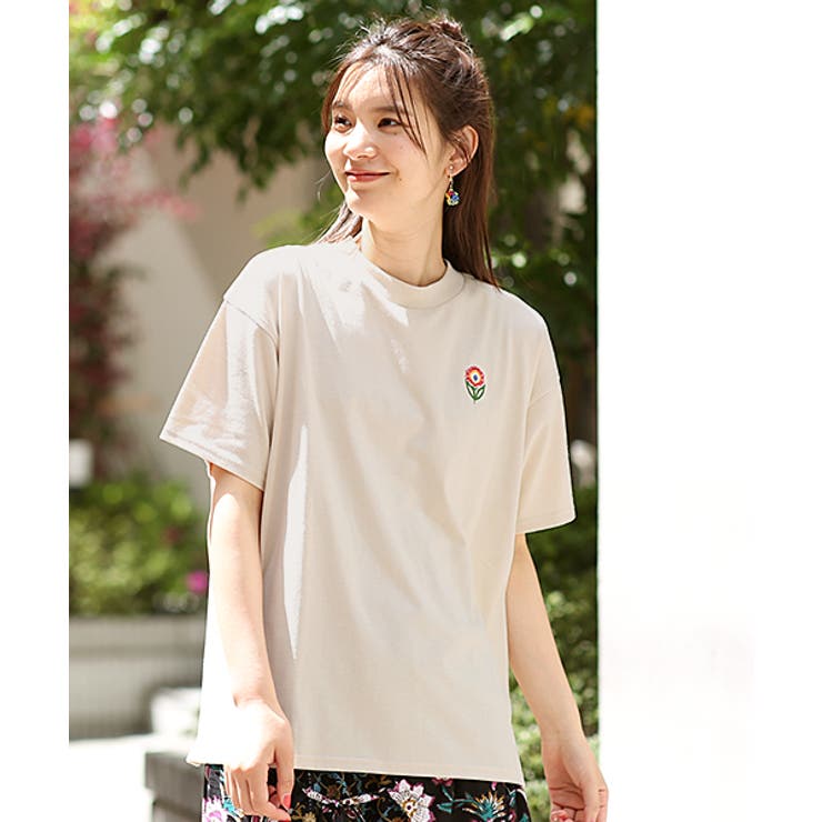 ワンポイントフラワー刺繍Tシャツ ksjbd098 チチカカ[品番