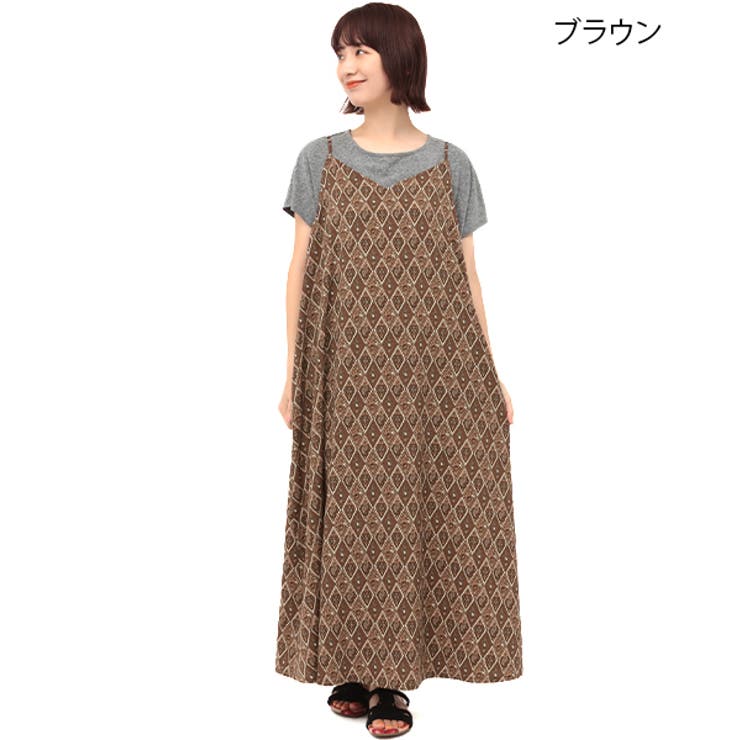 オリエンタル柄キャミワンピース 大きいサイズ ksjbd739mu[品番