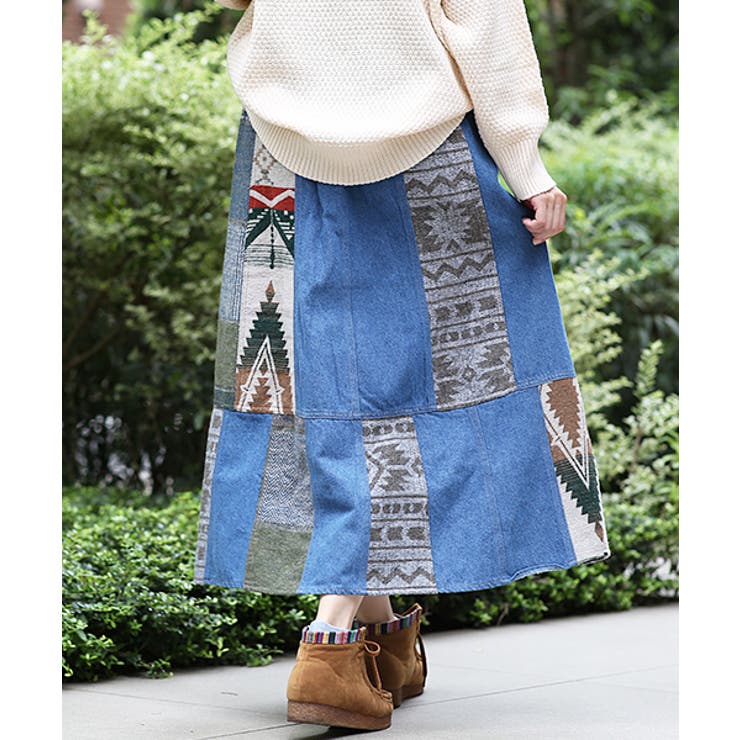 パッチデニムスカート kwcbb095 チチカカ[品番：TTKW0009418