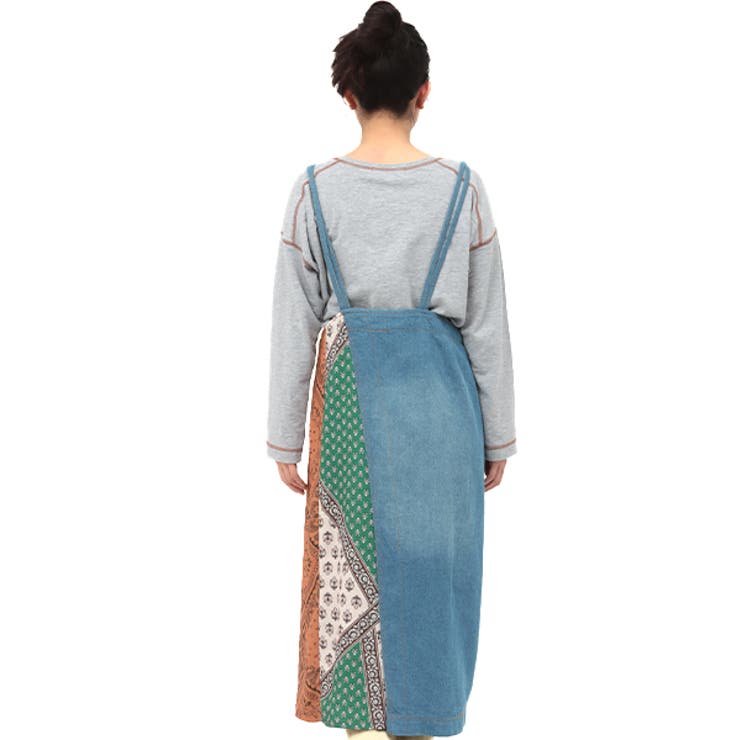 【極美品】FRAMeWORK デニムサロペットスカート ワンピース パッチワーク sanpo kuschel 一目惚れする丸みワンピース シンプル 無地