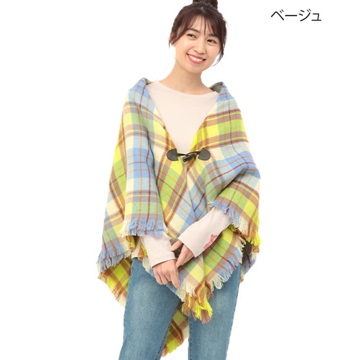 トグル付きチェックポンチョ zkwjbc7048 チチカカポンチョ