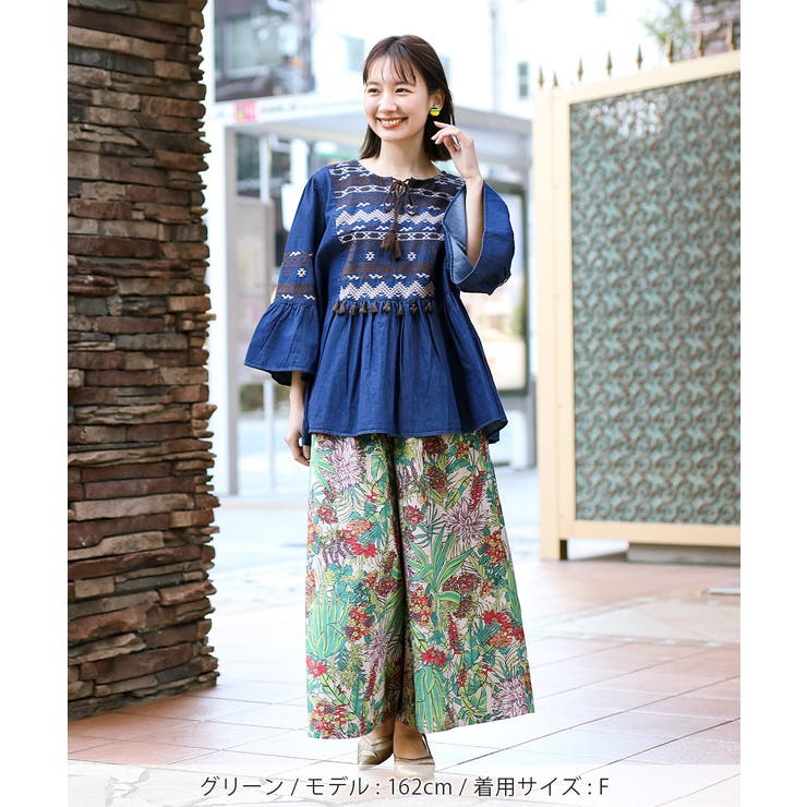 ボタニカルペイントワイドパンツ lscba043 チチカカ[品番：TTKW0009753