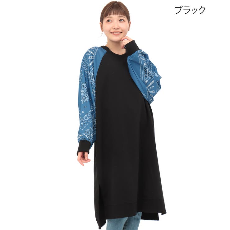 バンダナプリントコンビワンピース大きいサイズ lsjca704mu