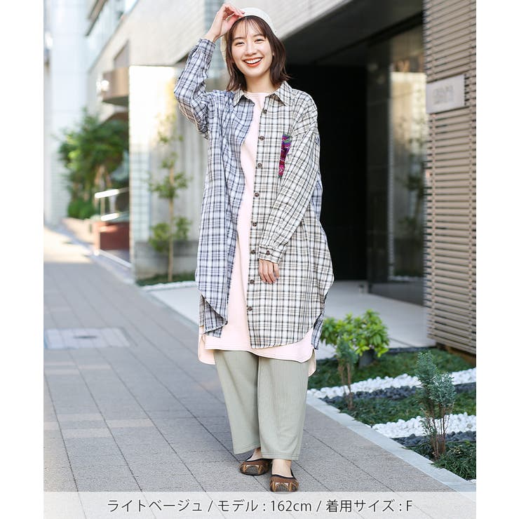 TICCA ティッカ　刺繍カットワークスリーブシャツワンピース　カーキ　日本製 earth_eco_loco ワンピース 長袖 aライン レディース シャツ