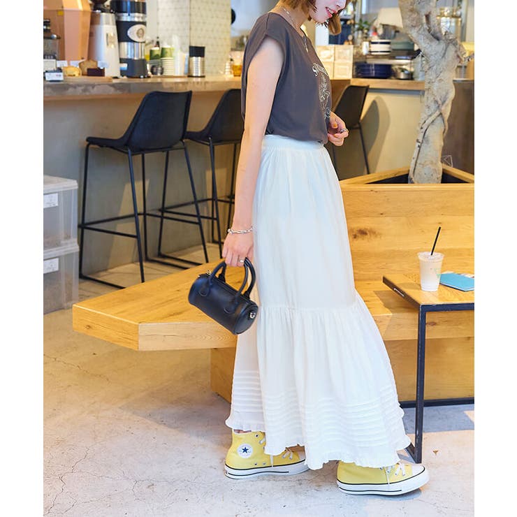 タックデザインギャザースカート 裾のフリルとティアードデザインが大人かわいい ボ… | titivate | 詳細画像13 