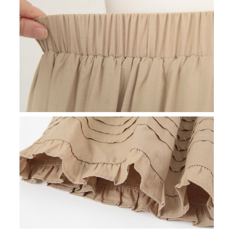 タックデザインギャザースカート 裾のフリルとティアードデザインが大人かわいい ボ… | titivate | 詳細画像2 