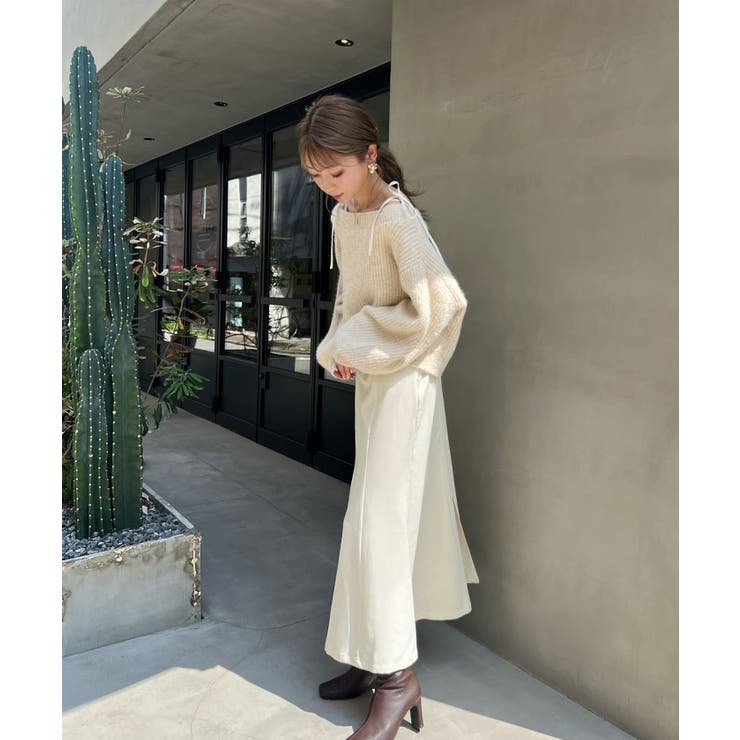 ボートネックゆるニット トップス レディース[品番：TV000015662