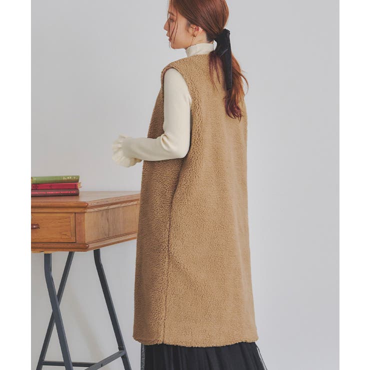 ボアロングジレ フロントの斜め開きラインがおしゃれ アウター | titivate | 詳細画像12 