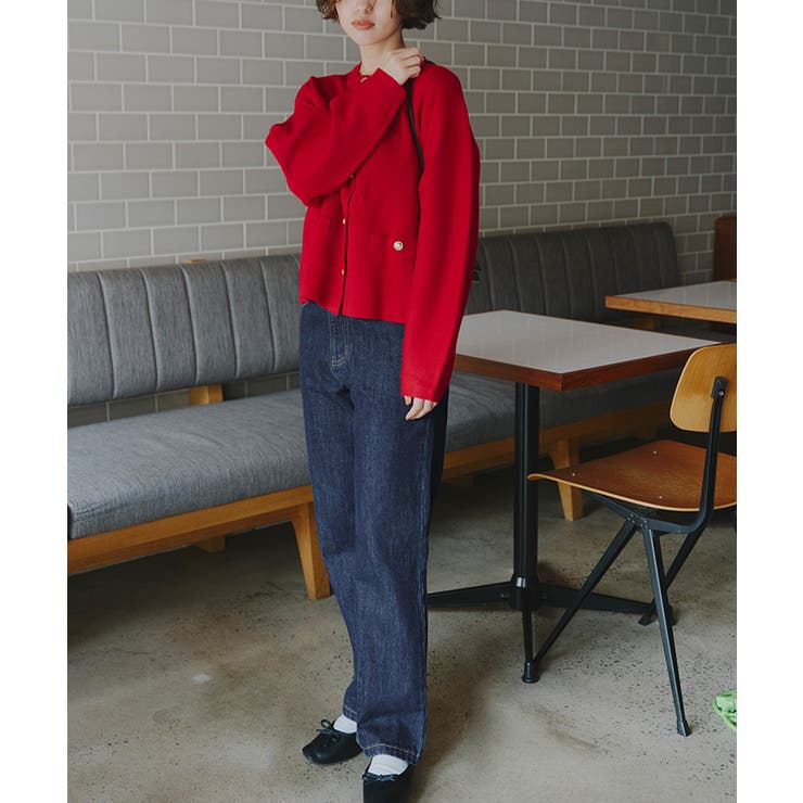 ハイウエストストレートデニムパンツ ボトムス レディース | titivate | 詳細画像14 