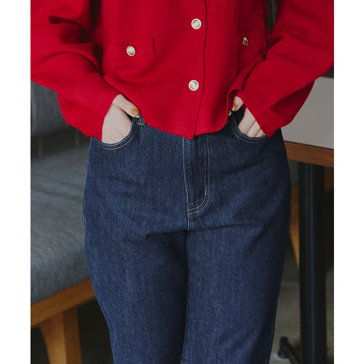 ハイウエストストレートデニムパンツ ボトムス レディース | titivate | 詳細画像16 